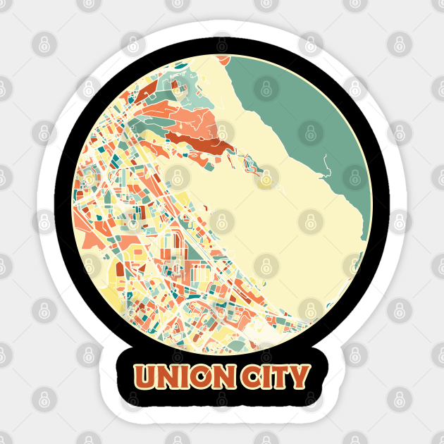 Union City California map in mozaique colors Union Sticker TeePublic
